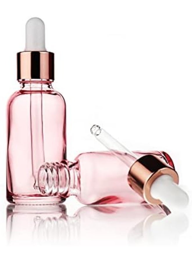 6 Pack, 1Oz Pink Glass Dropper Bottle for Essential Oils,Empty Glass Eye Dropper Bottle Holder With Glass Reagent Pipette,Rose-Golden Caps Perfume Travel Vial Container-FREE Pipette,Funnel - Image 3